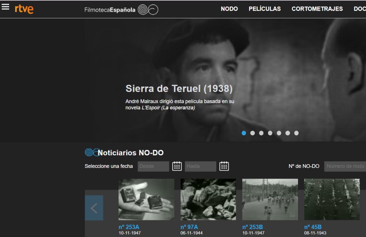 Cinemateca espanhola, sites para assistir filmes grátis.