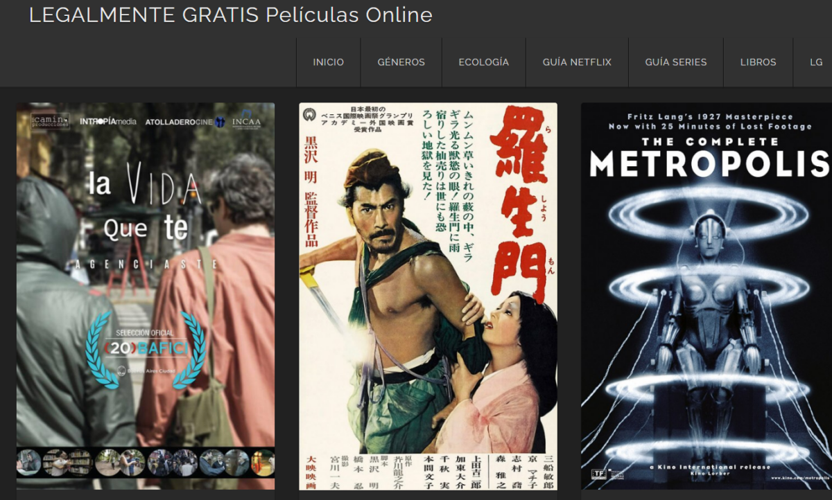 Legalmente gratuito, páginas para assistir filmes.