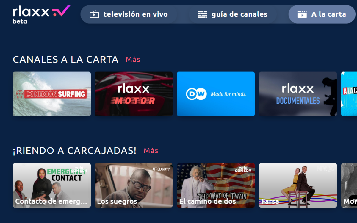 rlaxx TV, páginas para assistir filmes grátis.